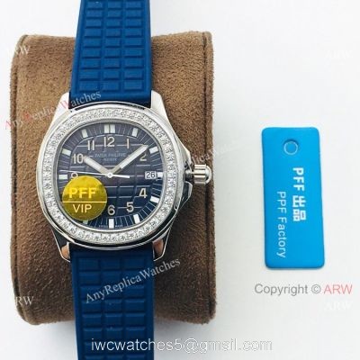 PFF Swiss Patek Philippe Aquanaut Luce Quartz Watch SS Blue Dial Lady 35.6mm 1