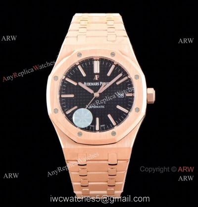 Grade 1A Copy Audemars Piguet Royal Oak JF v5 Cal.3120 Rose Gold Black Dial Watch 41mm 1
