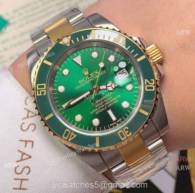 Rolex Submariner Two Tone Green Dial Watch Wholesale 1