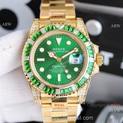 JH Factory Copy Rolex Submariner ETA2836 Gold Green Watch 1