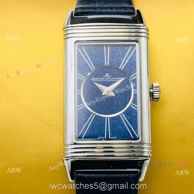 2020 Swiss Replica Jaeger LeCoultre Reverso Duetto Women Watch SS Blue Dial 1