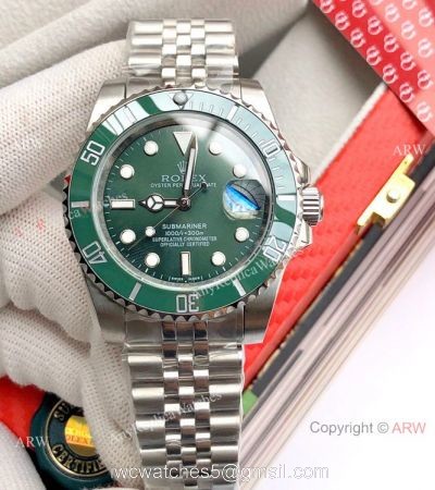 NEW UPGRADED Stianless Steel Jubilee Strap Rolex Submariner Hulk Replica Watch 1