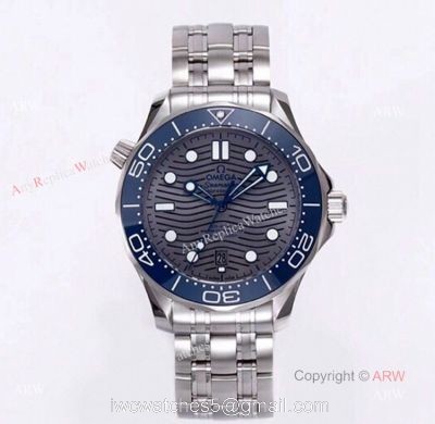 VS Factory Omega Seamaster Diver 300m Grey Wave Dial Omega 8800 Movement Watch Replica 1
