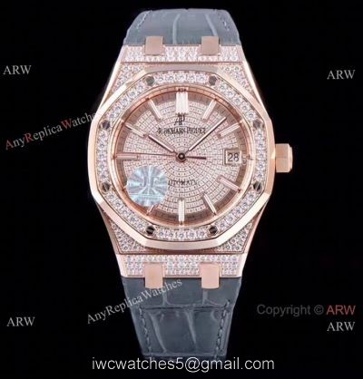 JF 1:1 Best Replica Audemars Piguet Iced Out Royal Oak 15400 Watch 3120 Movement 1