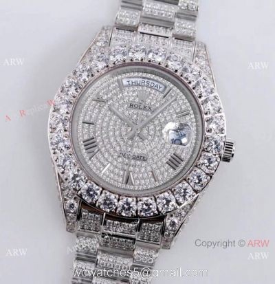 Iced Out Rolex New Oyster Perpetual Pearlmaster 39 Copy Watch Roman Markers 1