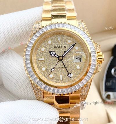 Luxury Replica Rolex GMT-Master 2 Full Diamond Watch 1