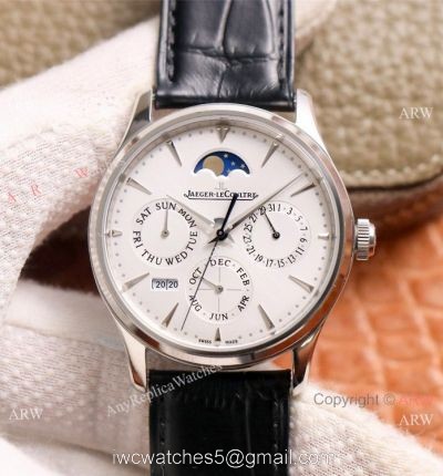NEW! Swiss Copy Jaeger-LeCoultre Master Ultra Thin Perpetual Watch SS White Dial 1