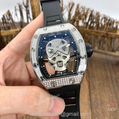 NEW! AAA Quality Richard Mille RM52-06 Tourbillon Mask Watches Silver Skull 1