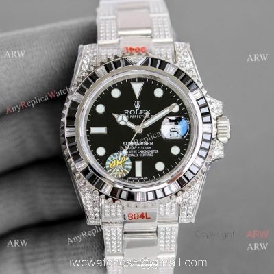 JH Factory Copy Rolex Submariner Iced Out Watch Swiss 2836 Diamond Band 1