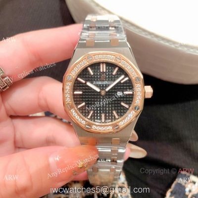 Clone Audemars Piguet Royal Oak Ladies Watch Two Tone Rose Gold Diamond 1