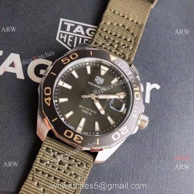 2020 AAA Replica Tag Heuer Aquaracer 300 meters Watch Military Green Face Ceramic Bezel 1