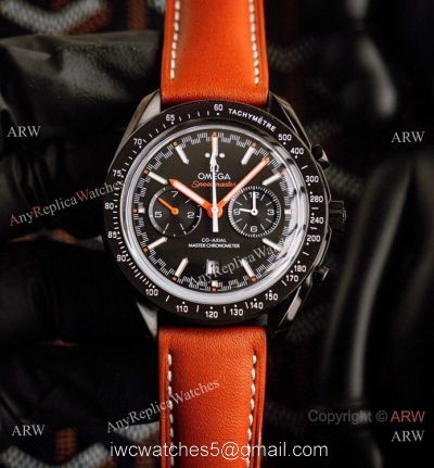 Best Quality Omega Speedmaster Racing Watch Black Case Brown Leather Strap 1