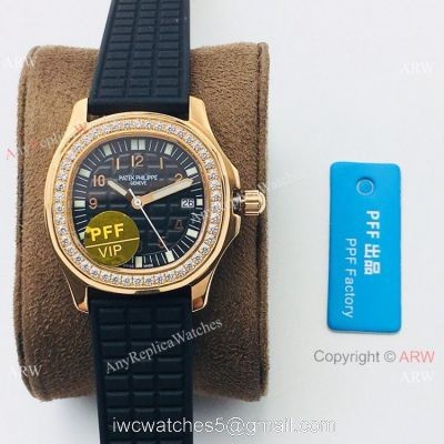 PFF Swiss Patek Philippe Aquanaut Luce Quartz Watch Rose Gold Black Dial 1