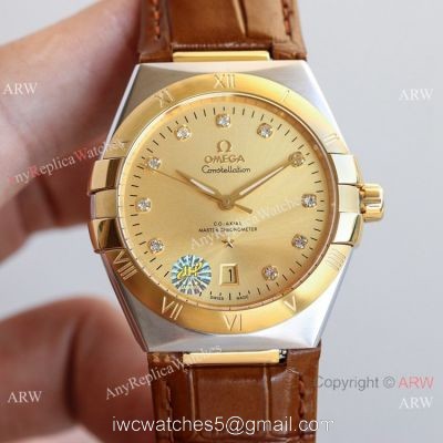 New! Swiss Replica Omega Constellation Gents 39mm Watches Gold Face Diamond Markers 1