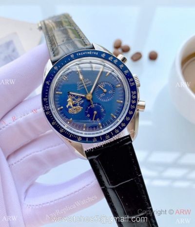 Buy Replica Omega Apollo 11 Chronnograph Watch Silver Case Blue Face 1