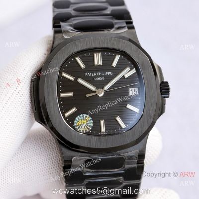 PPF Factory Copy Patek Philippe Nautilus Solid Black 40mm Watch Swiss AAA Copy 1