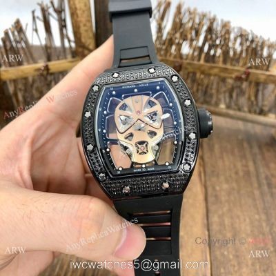 NEW! Copy Richard Mille RM52-06 Mask Watches Rose Gold Skull Diamond Case 1