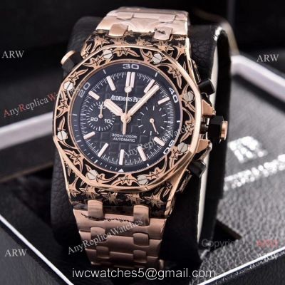 Copy Audemars Piguet Diver Rose Gold Engraving Watches Chronograph Movement 1