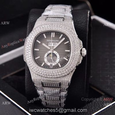 Patek Philippe Annual Calendar Full Diamonds Watches Gray Gradient Face 41mm 1