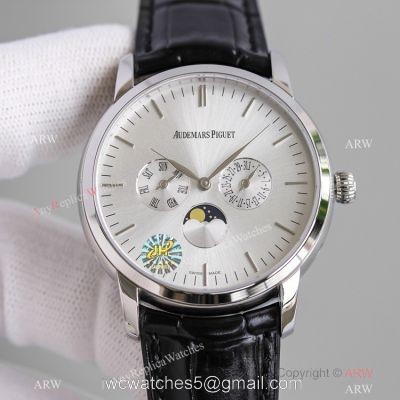 Swiss Copy Audemars Piguet Jules Audemars Silver Dial Watches with Moonpnase 1