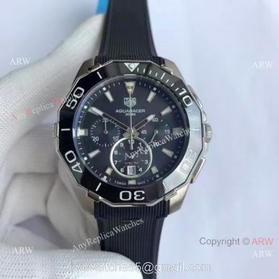 Tag Heuer Aquaracer Chronograph Watches Black Dial Rubber Strap 1