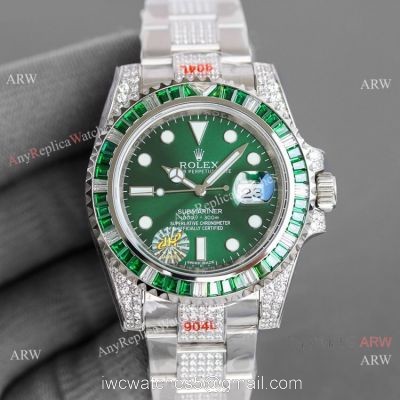 JH Factory Rolex Submariner Date Hulk Diamond Watch Swiss 2836 Movement 1