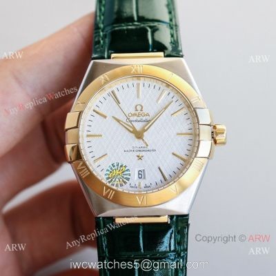 New! Swiss Grade Omega Constellation Gents Watches Green Leahter Strap 1