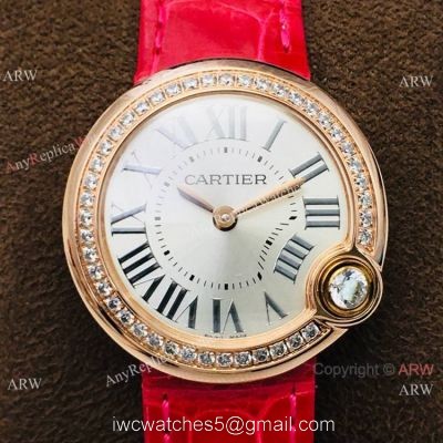Super Clone Cartier Ballon Bleu De 30mm Watch Diamond Bezel Silver Dial 1