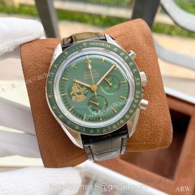 Buy Replica Omega Speedmaster Apollo Eleven Watches Green Dial Moonshine Gold Case 1