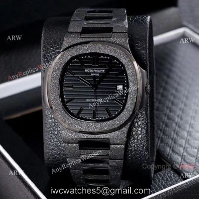 Best Replica Patek Philippe Nautilus Frosted Watch Solid Black 40mm 1