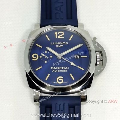 New arrival Panerai Luminor GMT PAM 01033 Blue Rubber Strap Watch 1