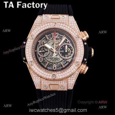 Hublot Diamond Watch Men Swiss Quality Replica Hublot Unico Big Bang Rose Gold Diamonds 1