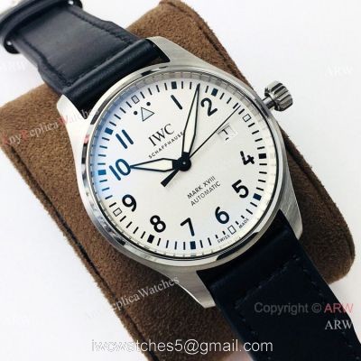 Swiss Replica IWC Pilots Mark XVIII White Dial Men Watch ETA2892 1