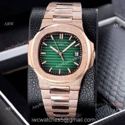 Best Clone Patek Philippe Nautilus Frosted Rose Gold Watches 40mm 1