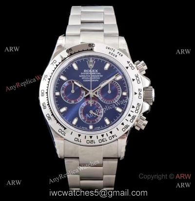 Best 1:1 Swiss Rolex Daytona JH Factory 4130 Chronograph Watch Stainless Steel Blue Dial 1