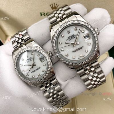 36mm and 31mm Copy Rolex Datejust Jubilee White Mother of Pearl Watch 1