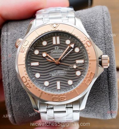 New! Replica Omega Seamaster Diver 300m Watches 2-Tone Rose Gold 1