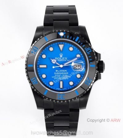 2021 New! Replica Rolex Blaken Submariner Smurf IPK Swiss 2824 Watch 1