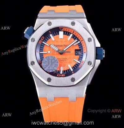 JF Factory V8 1:1 Best Audemars Piguet Divers Watch Orange Rubber Strap 1