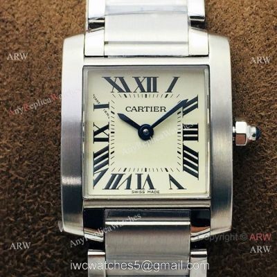 Super Clone Cartier Tank 2301 CC708177 Watch Cream Dial Lady Size 1