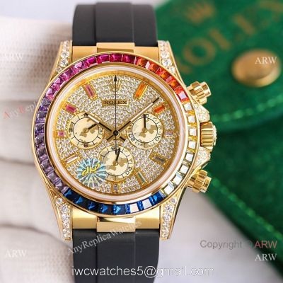Swiss Replica Rolex Daytona Iced Out Diamond Dial Watch Swiss 7750 Movement 1