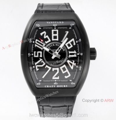 ABF Swiss Grade Franck Muller Vanguard V45 CRAZY HOUR Watch All Black 1