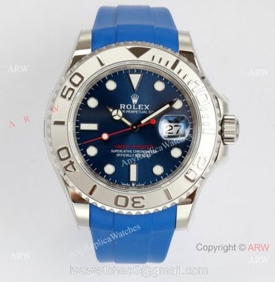 EW Factory Rolex Yacht Master 40mm Swiss 3235 904L Blue Rubber Watch AAA Replica 1