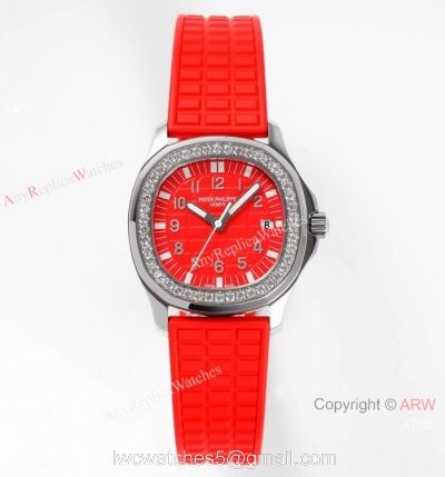 PPF Swiss Copy Patek Philippe Aquanaut Luce Quartz Watch Red Dial 1