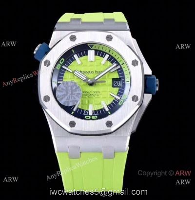 JF Factory V8 1:1 Best Audemars Piguet Divers Watch Green Rubber Strap 1