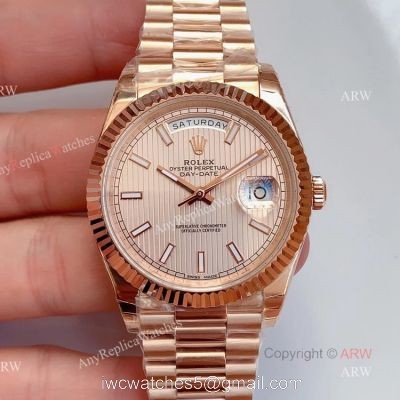 AAA Grade Replica Noob Rolex Day Date Rose Gold Swiss 3255 Automatic Watch 1
