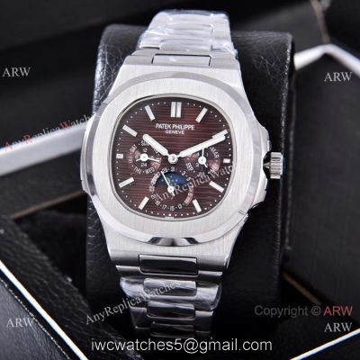 Knockoff Patek Philippe Nautilus Moon Phase 40mm Watches Stainless Steel Brown Dial 1