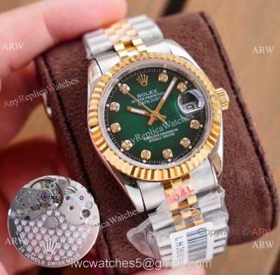 Swiss Quality Rolex Datejust Watches Two Tone Green Dial 1