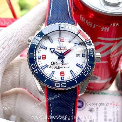 NEW! Omega Seamaster Planet Ocean 600M Americas Cup Edition Rubber Strap Watch 1