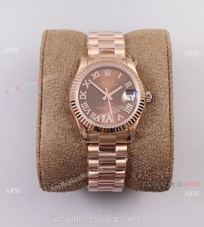 (TW) Swiss Fake Presidential Rolex Oyster Perpetual Datejust 31mm Watch Chocolate with Roman Dial 1